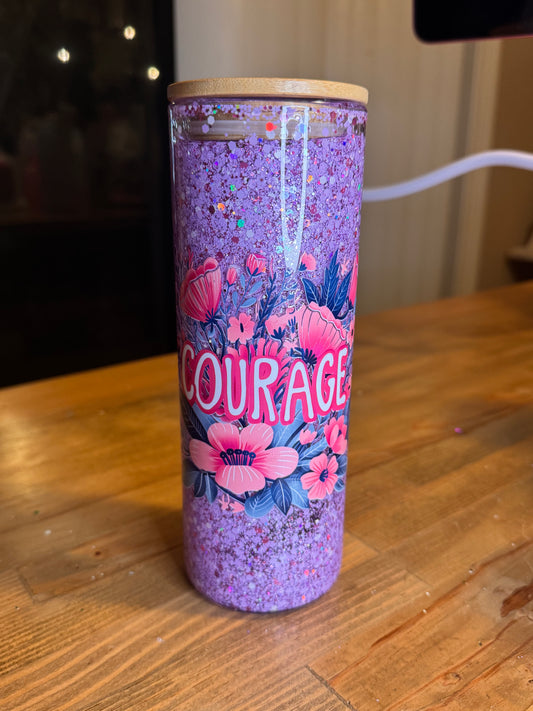 Premade 25oz glass Courage tumbler